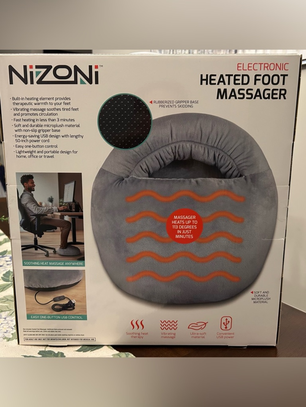 NIZONI Gray Electronic Heated Foot Massager - Picture 2 of 5